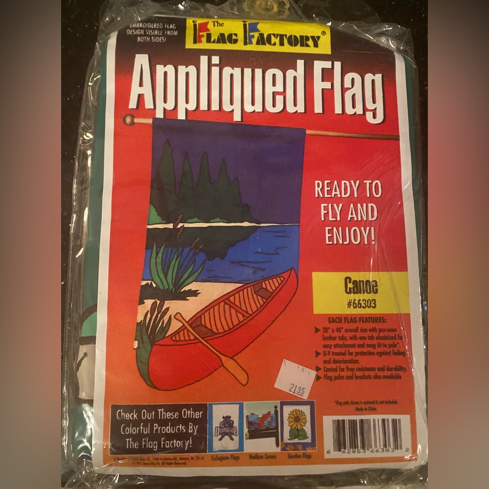 Vintage Flag Factory Appliqued Flag - Canoe #66303